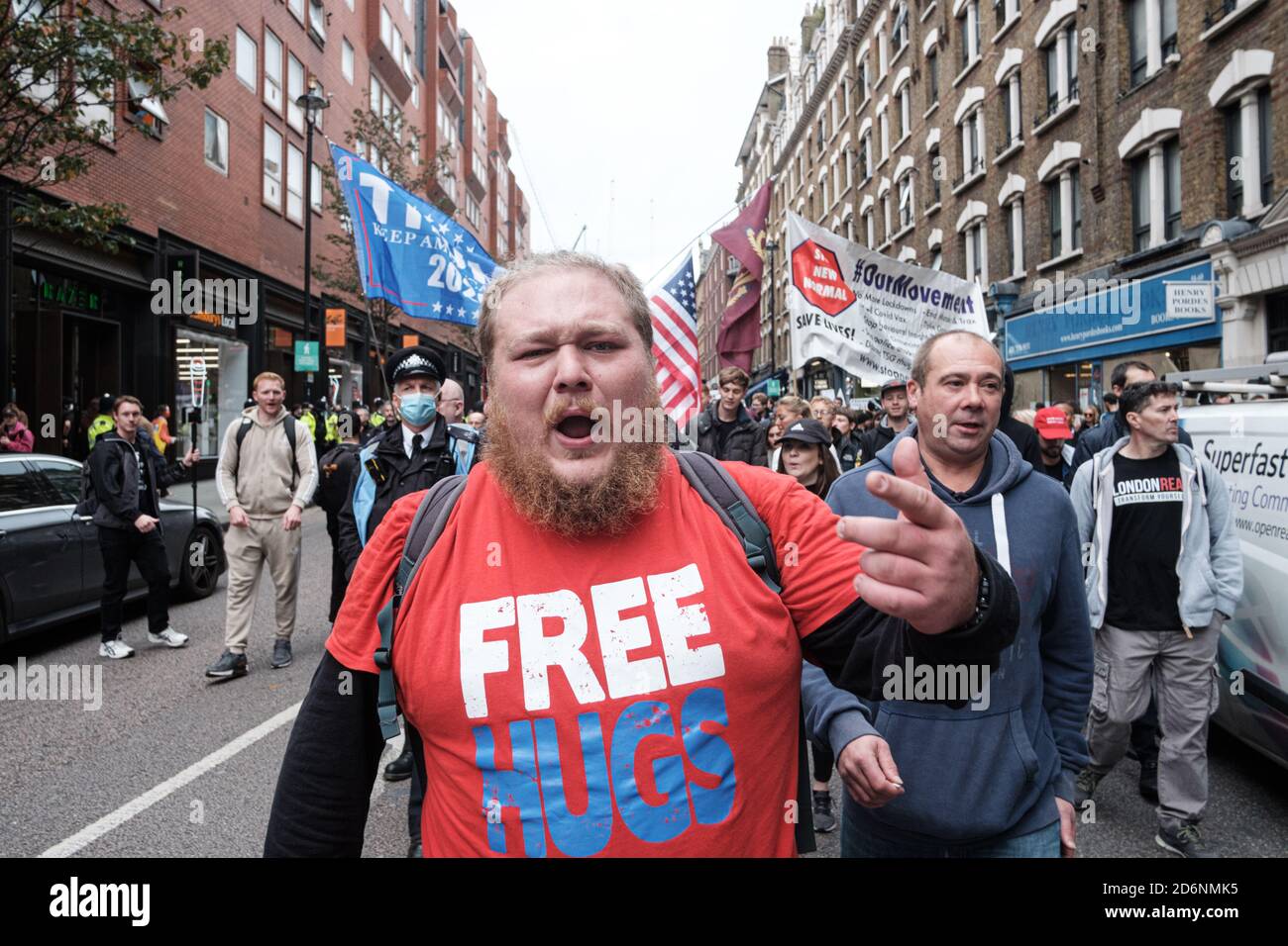 Stand Up X With Piers Corbyn (Jeremy Corbyn's Brother) Rally in Central London sharing their message of Freedom and Anti Lockdown, Masks and Corona Stock Photo