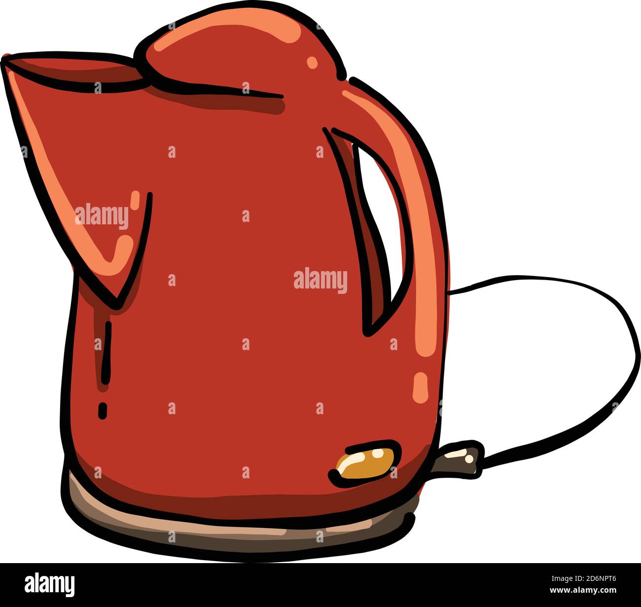 Small red electric teapot, illustration, vector on white background Stock Vector