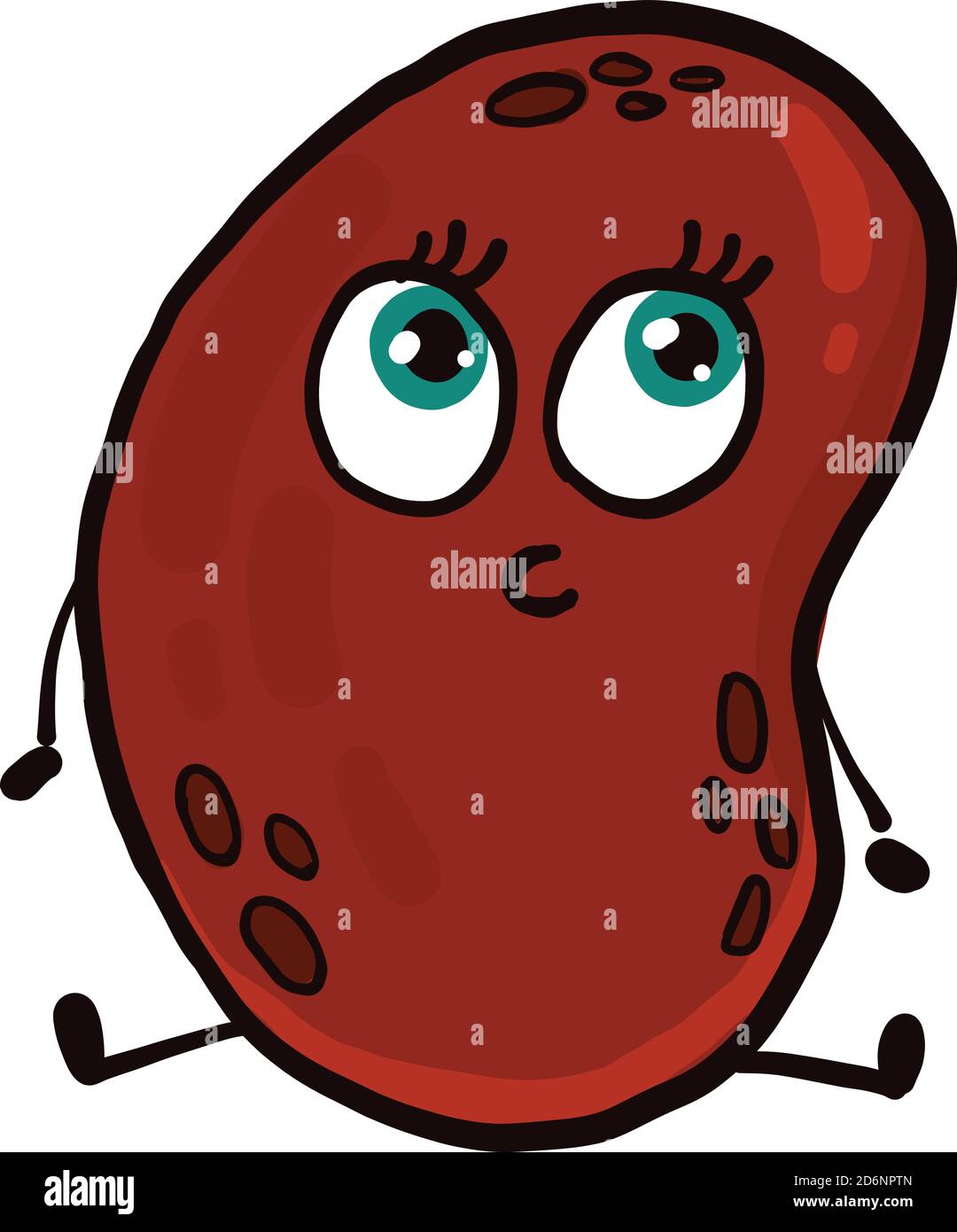 Surprised little bean, illustration, vector on white background Stock Vector