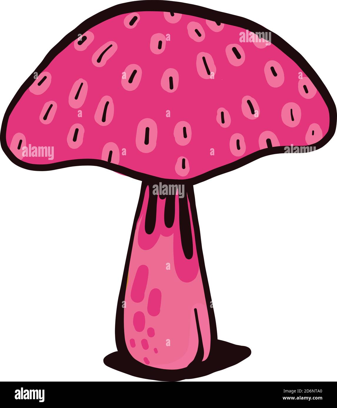 Pink mushroom, illustration, vector on white background Stock Vector