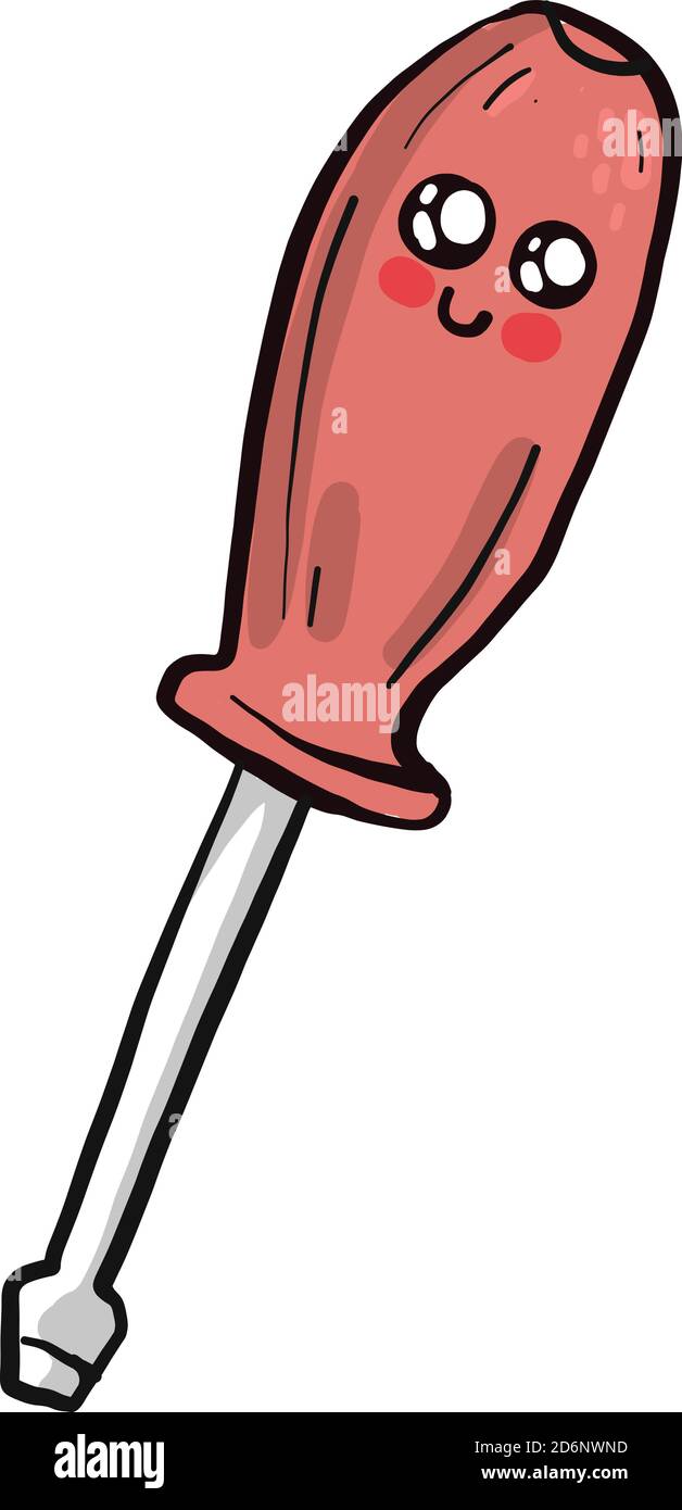 Red screwdriver, illustration, vector on white background Stock Vector
