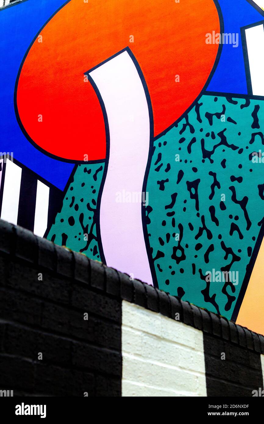 Rich Mix in Shoreditch painted by artist Camille Walala for London Mural Festival 2020, London, UK Stock Photo