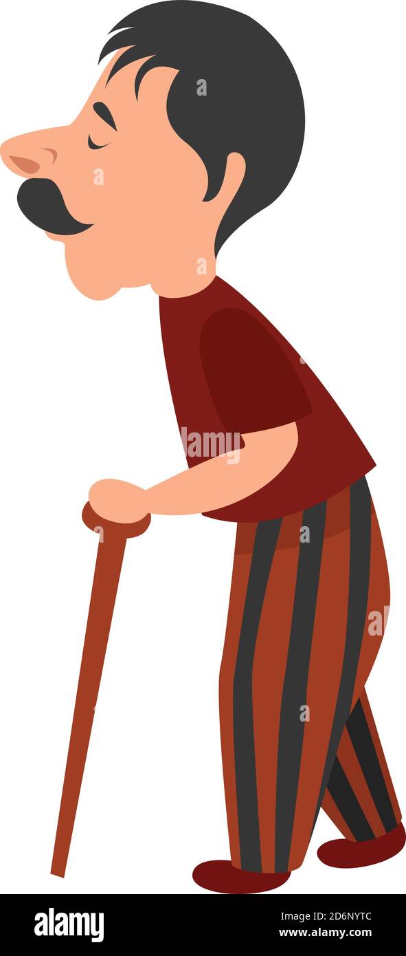 Old man in stripped pants, illustration, vector on white background Stock Vector
