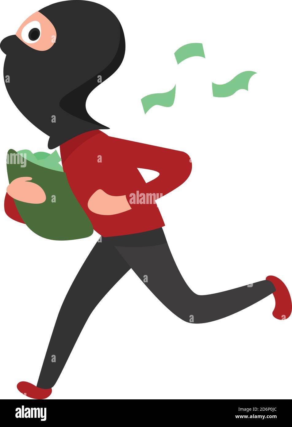 Robber running with money, illustration, vector on white background ...