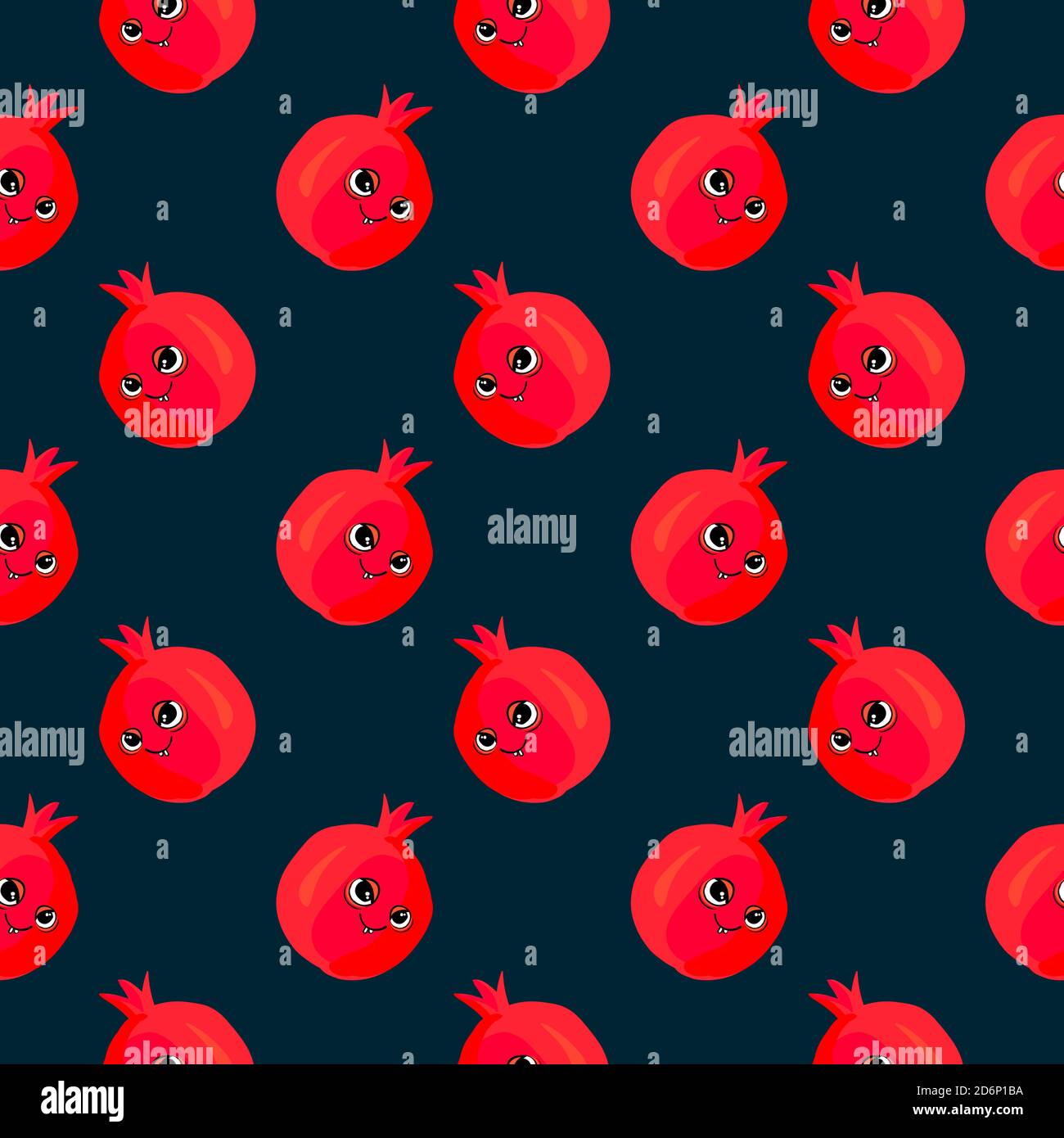 Tired pomegranate, seamless pattern on dark grey background. Stock Vector