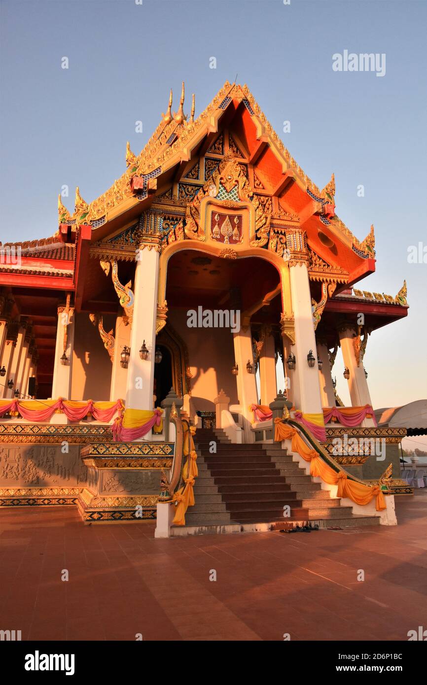 Buddhist temple in Thailand at sunset Stock Photo