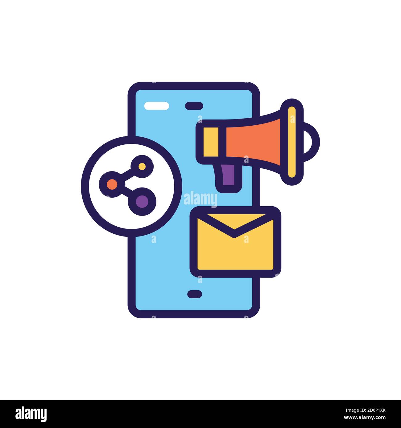 SMM promotion line color icon. Isolated vector element.  Stock Vector