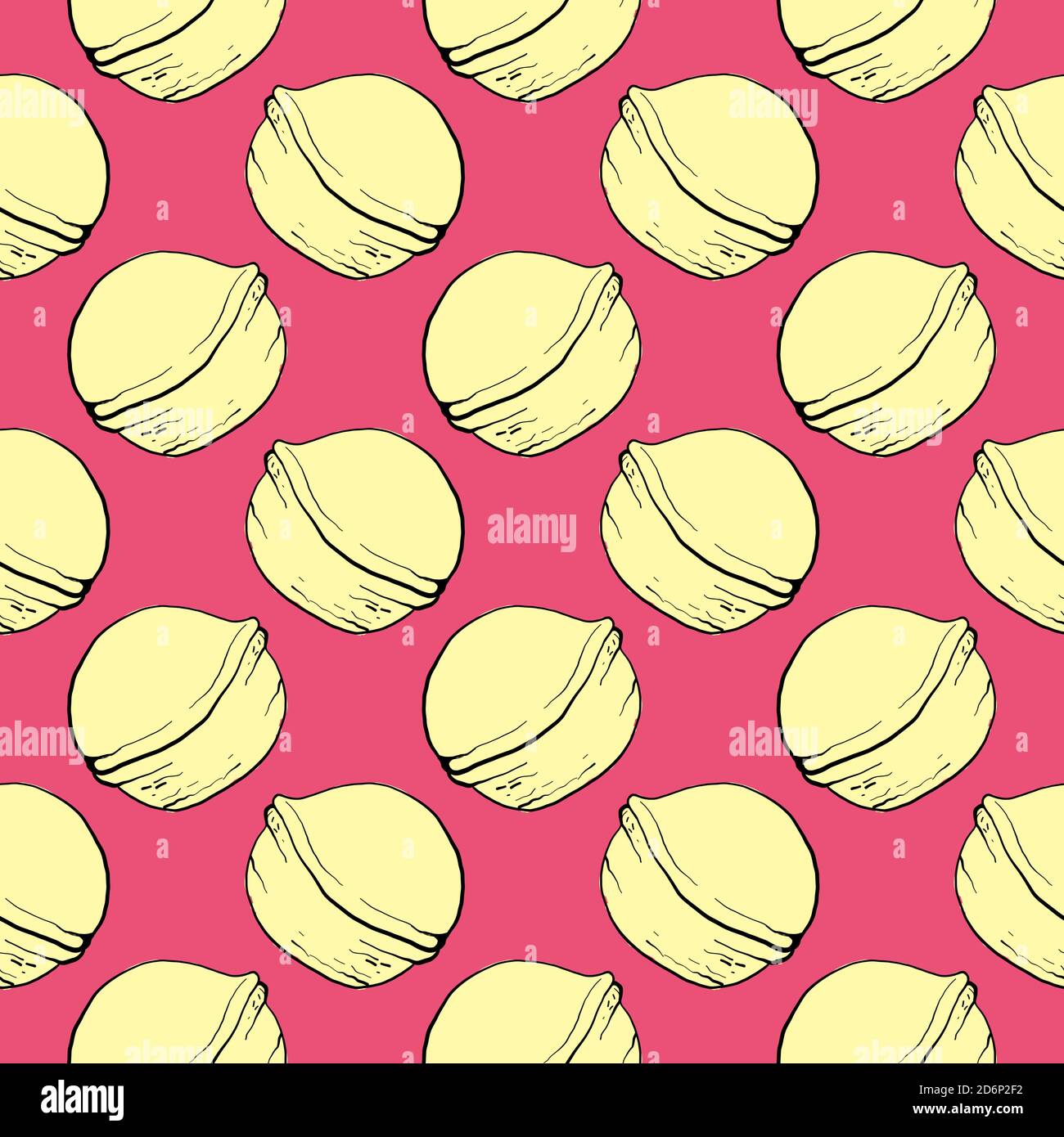 White walnut, seamless pattern on pink background. Stock Vector