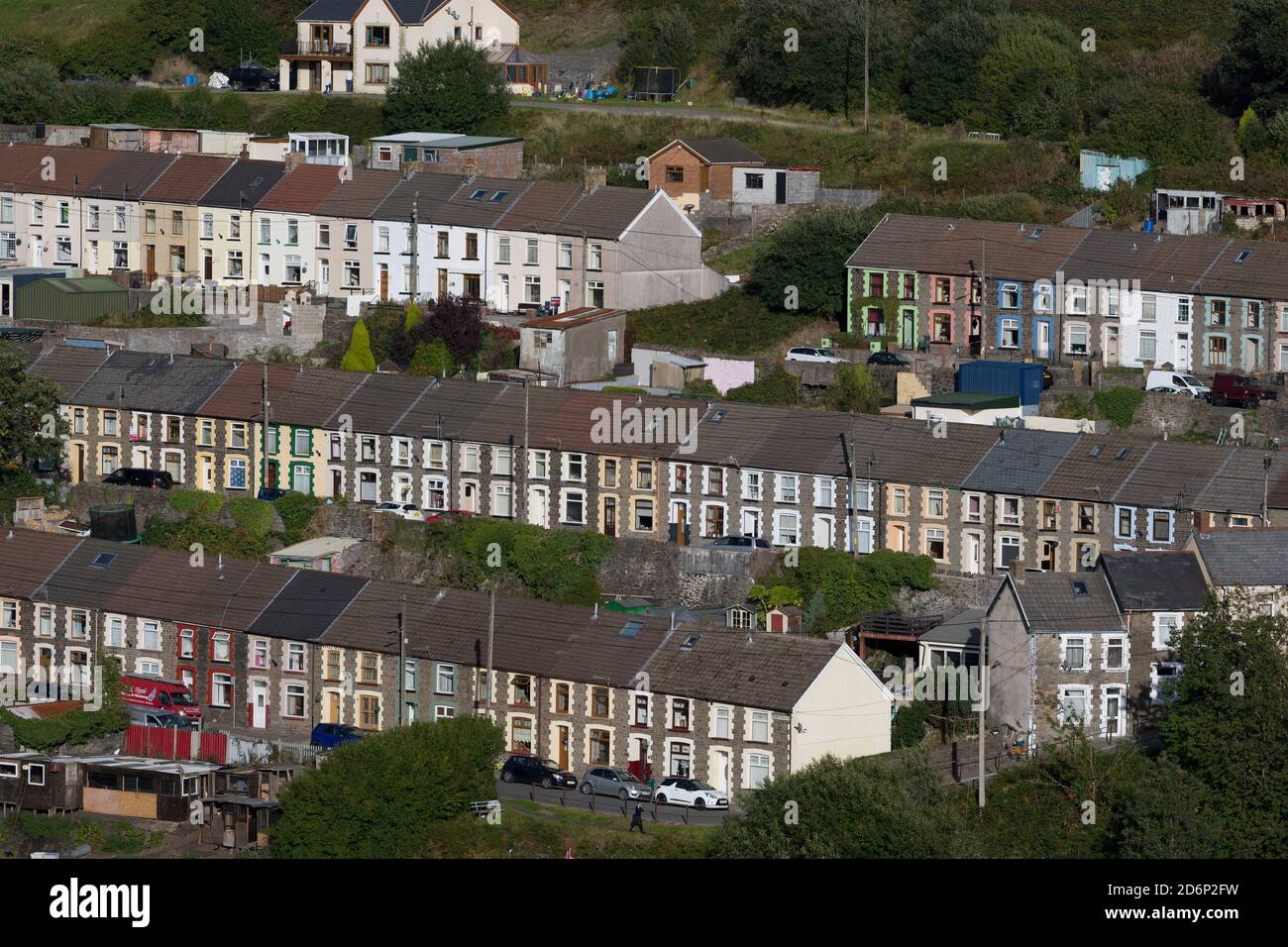 Terraced houses in the Rhondda, Wales, UK Stock Photo Alamy