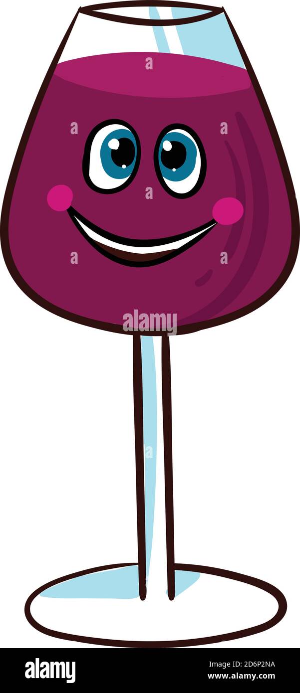 Happy wine glass, illustration, vector on white background Stock Vector
