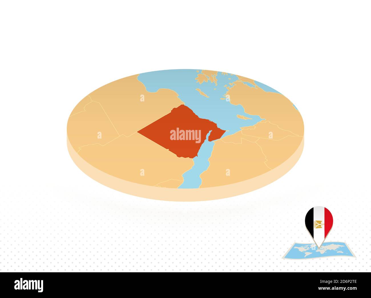 Egypt map designed in isometric style, orange circle map of Egypt for