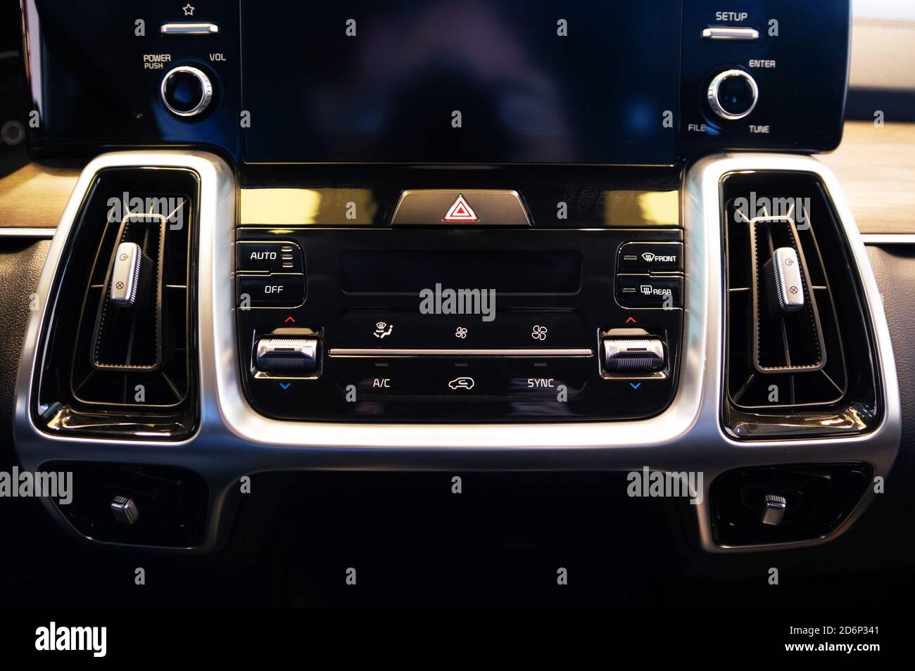 Climate control unit in the new car close Stock Photo Alamy