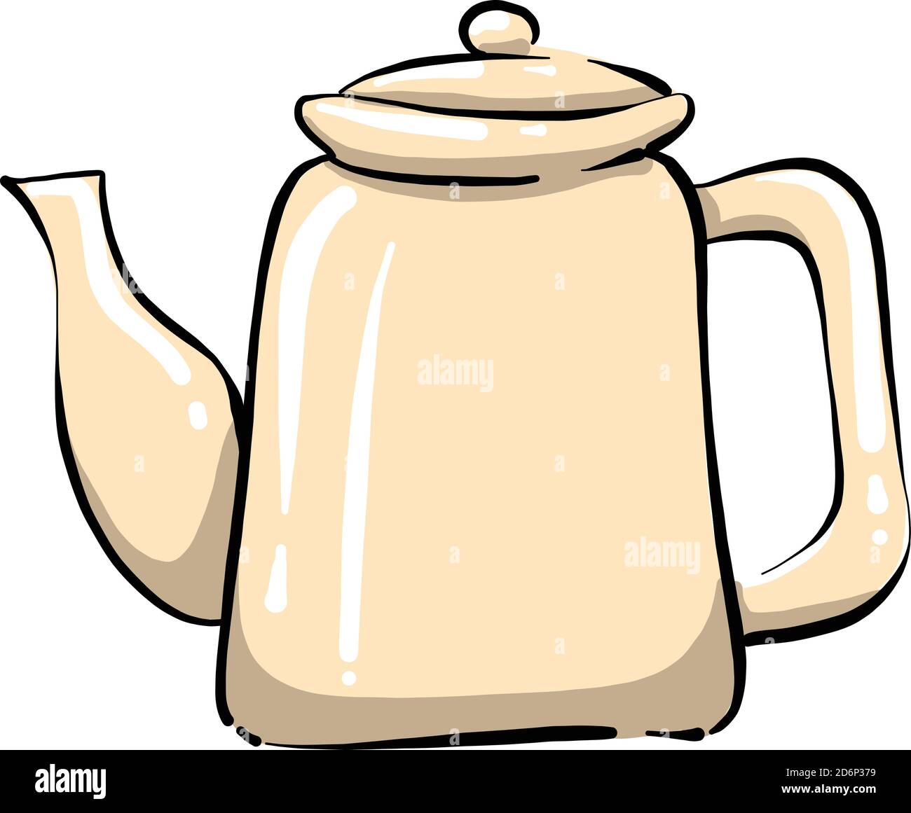 White porcelain teapot, illustration, vector on white background Stock Vector