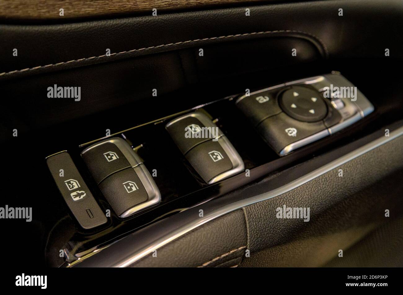 Window and mirror control panel in modern car Stock Photo Alamy