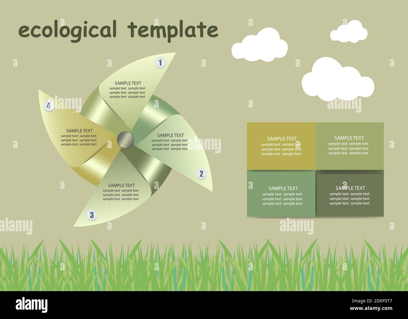 Environmental infographics template vector showing big vane and four ...