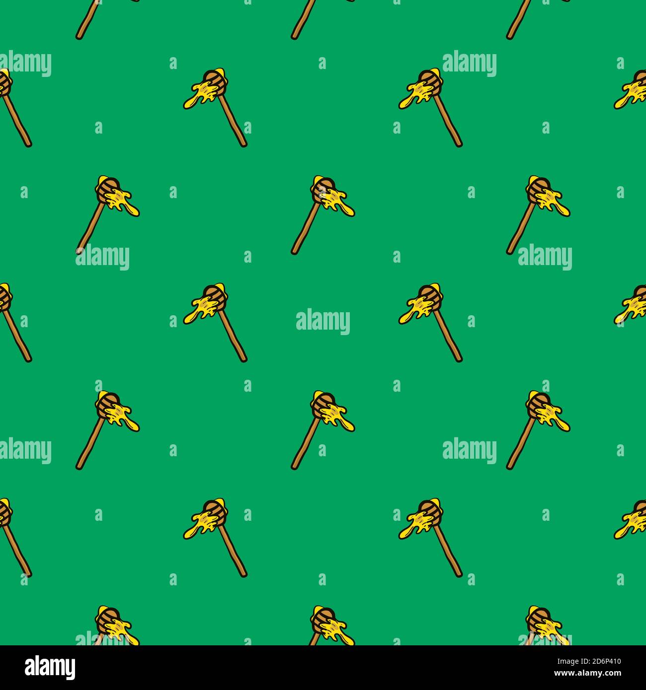 Honey on a stick,seamless pattern on dark green background. Stock Vector