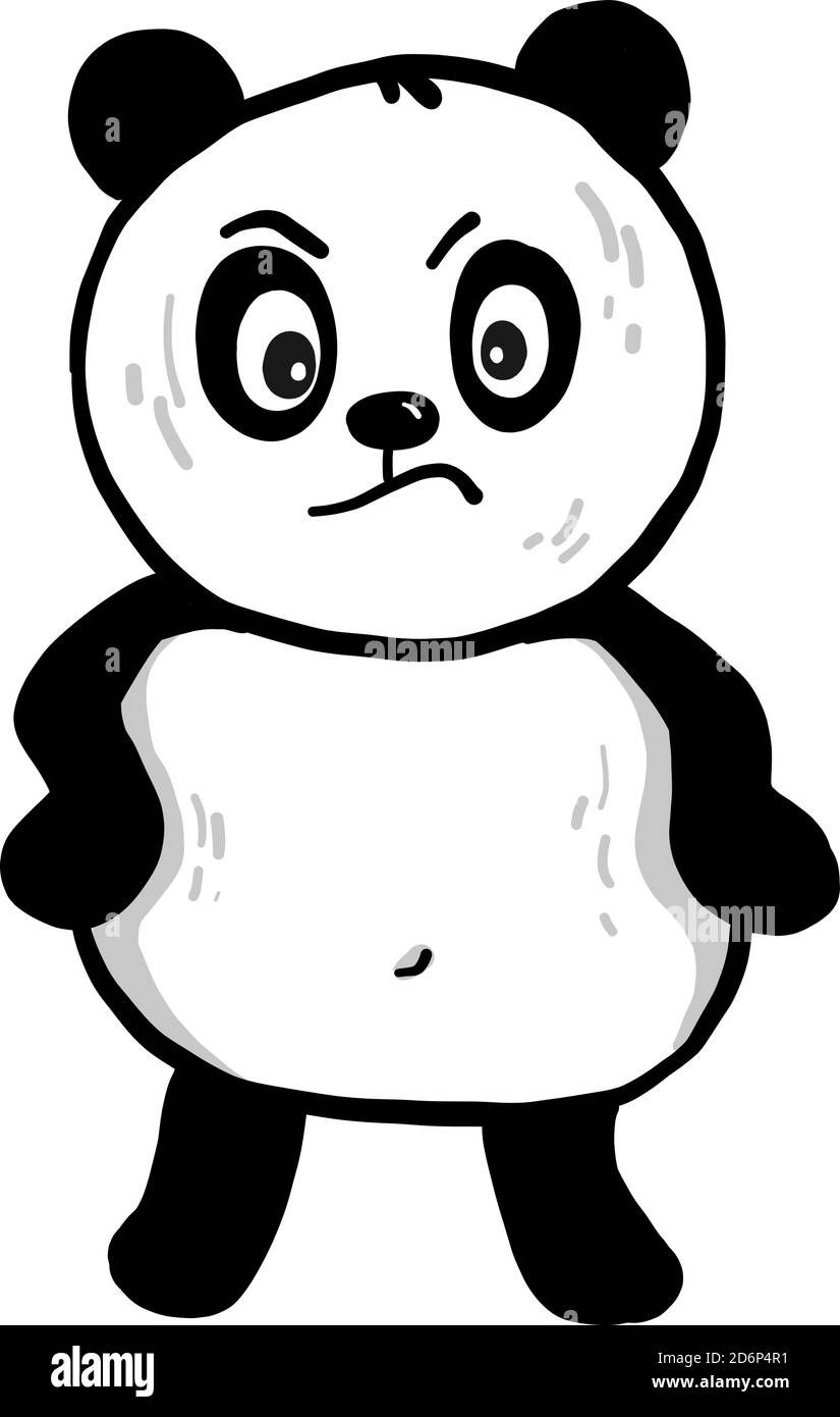 Angry panda, illustration, vector on white background. Stock Vector