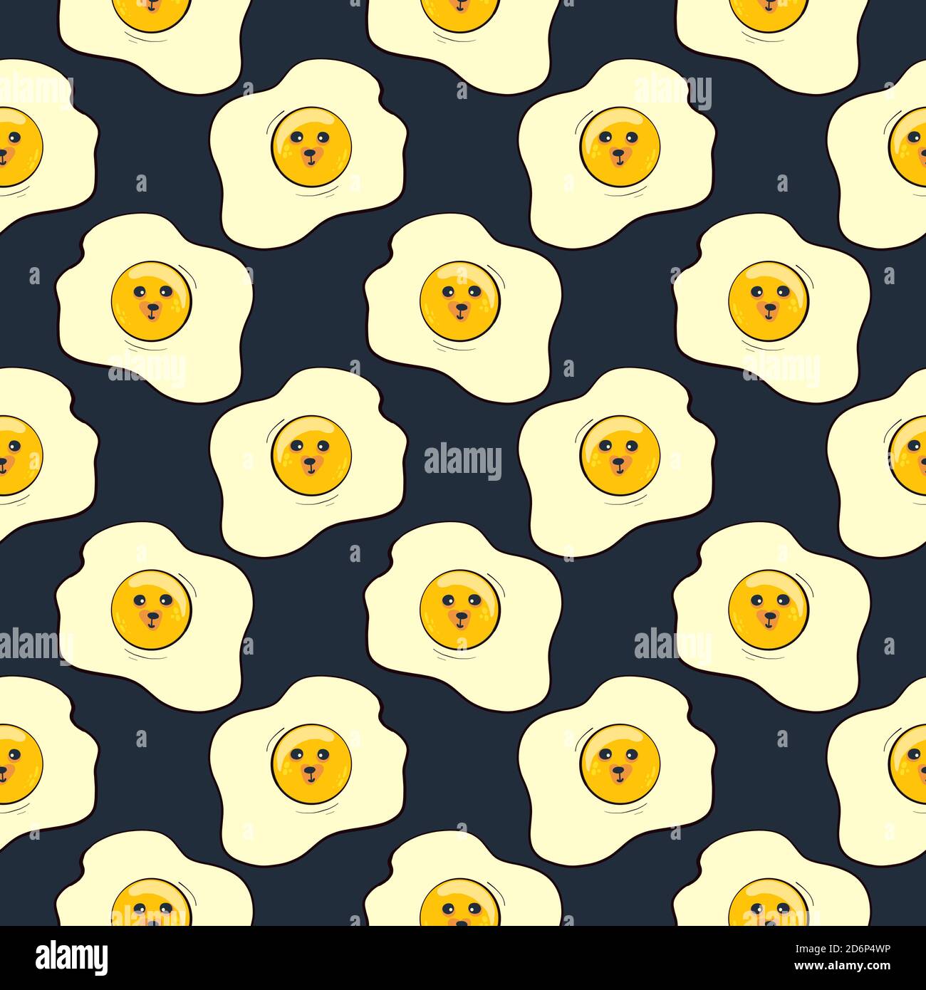 Fried eggs,seamless pattern on grey background. Stock Vector