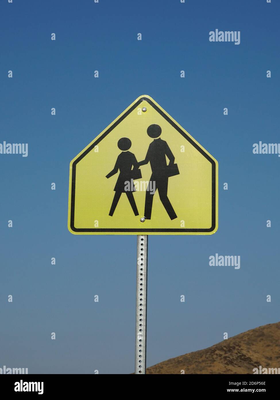 Close up view of school crossing sign Stock Photo