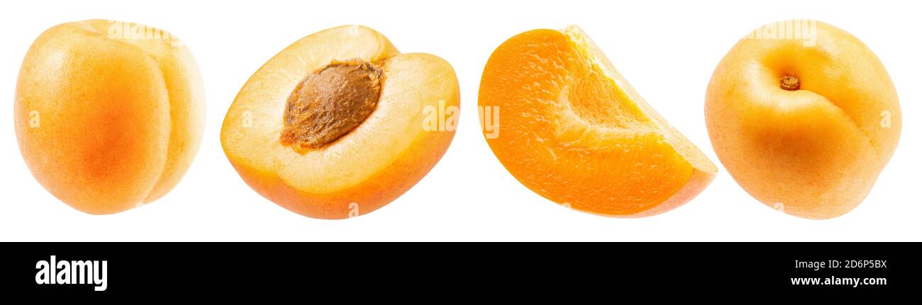 collection of apricots isolated on a white background Stock Photo - Alamy