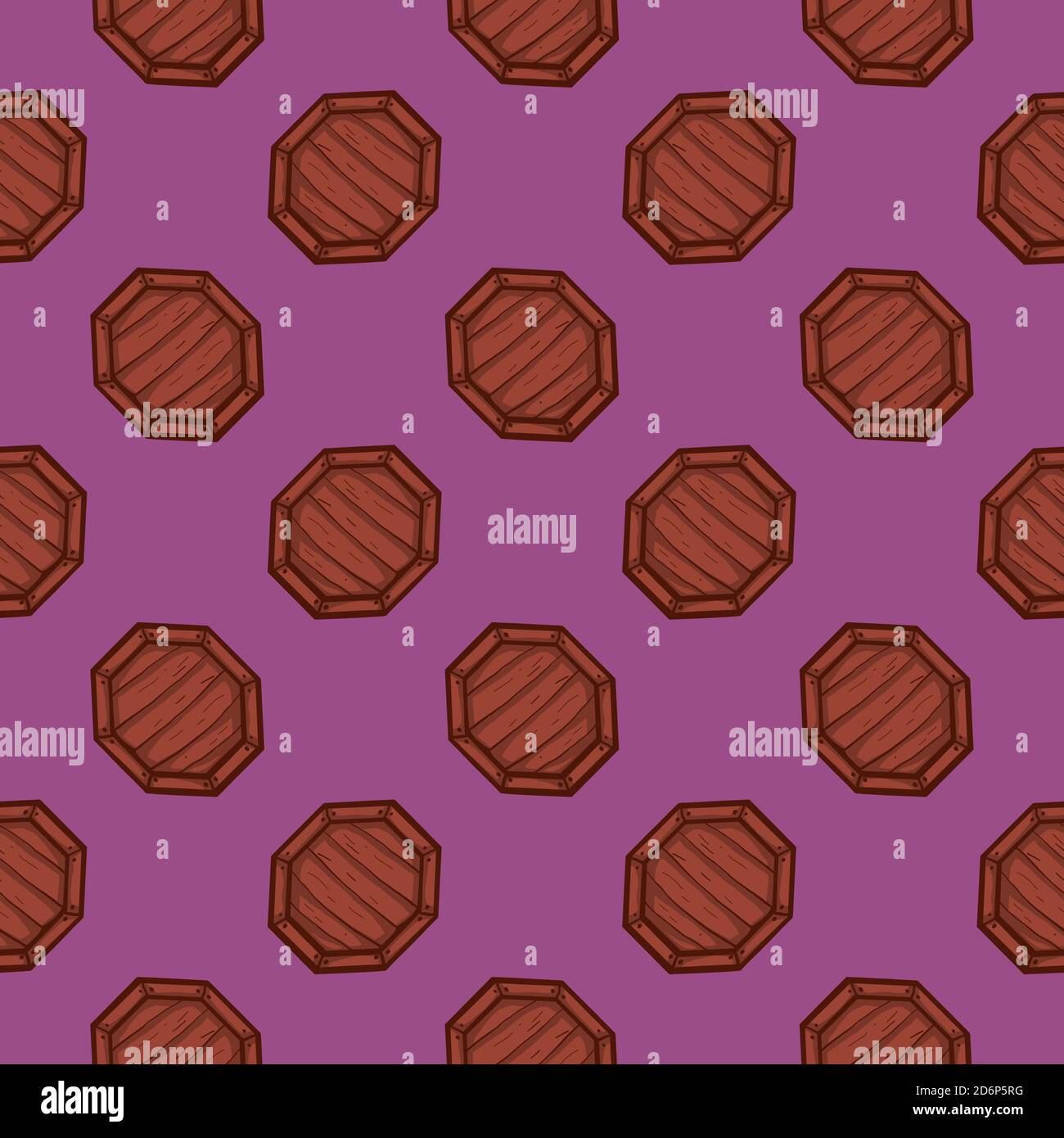 Small wooden table,seamless pattern on purple background. Stock Vector