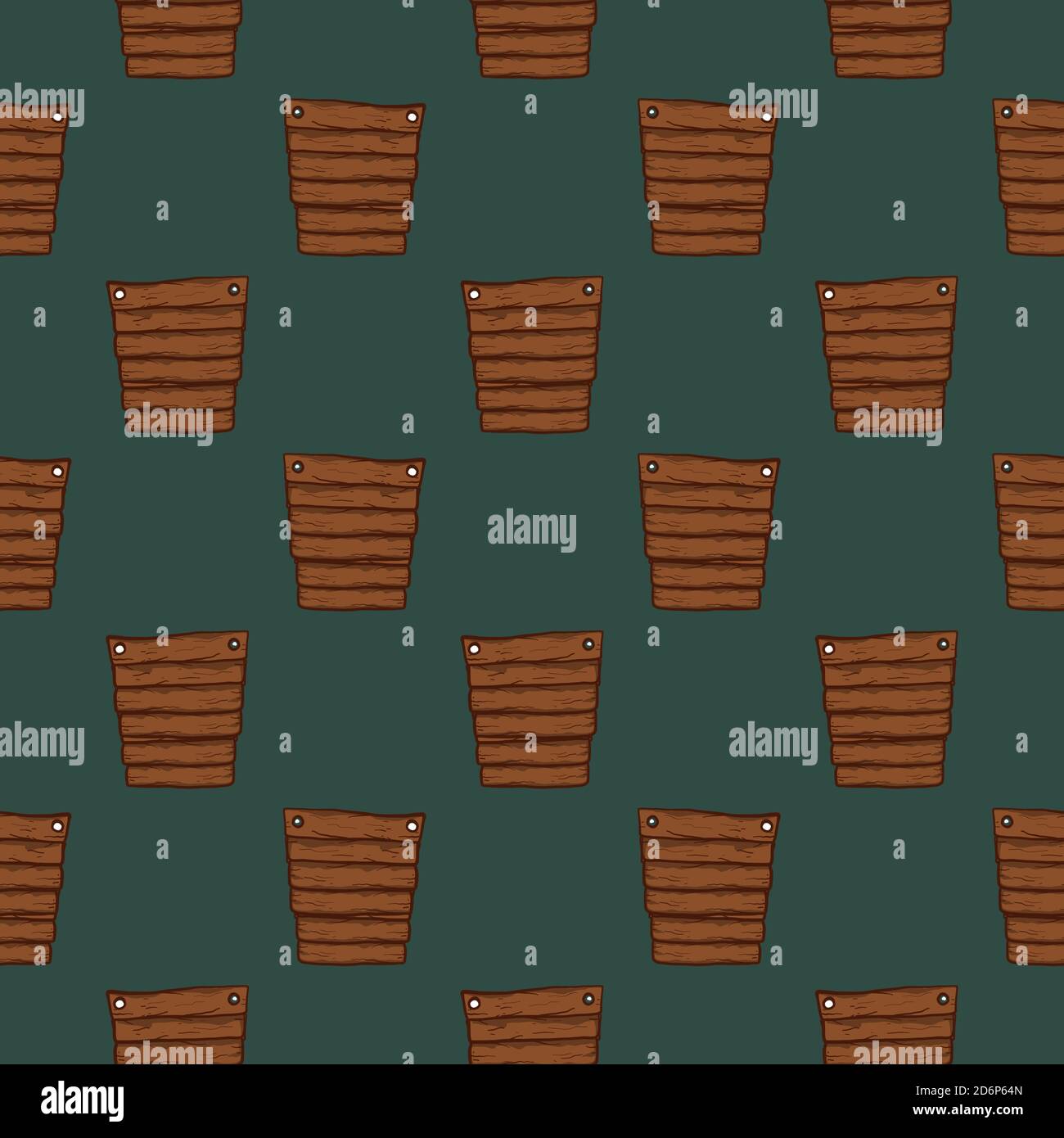 Wooden pot,seamless pattern on dark grey background. Stock Vector