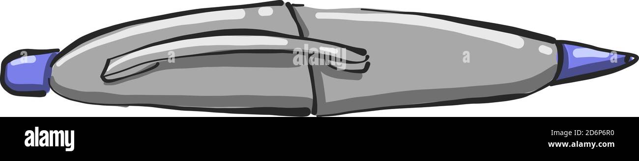Grey pen, illustration, vector on white background. Stock Vector