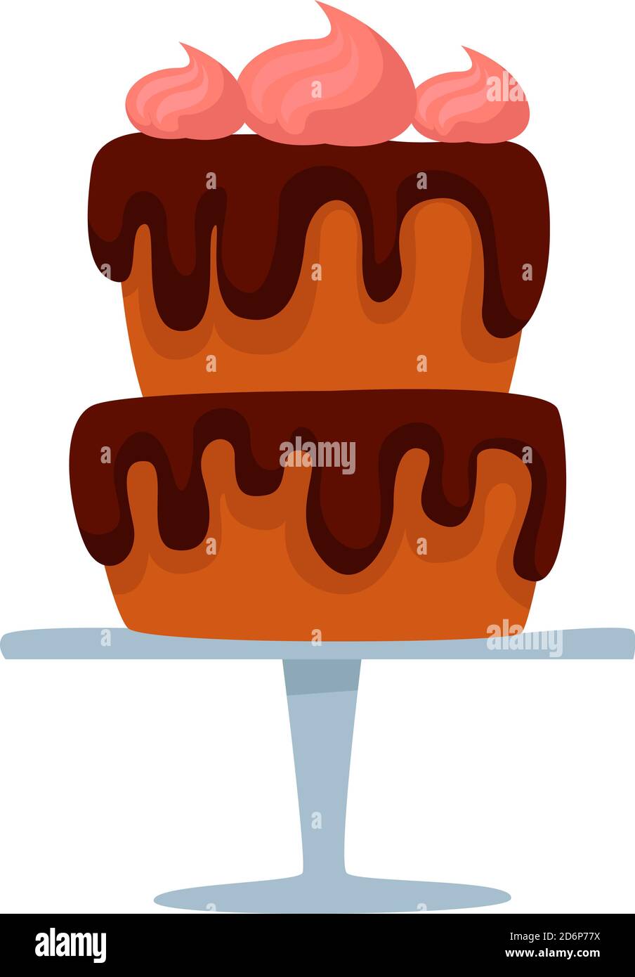 Cake on two levels, illustration, vector on white background. Stock Vector