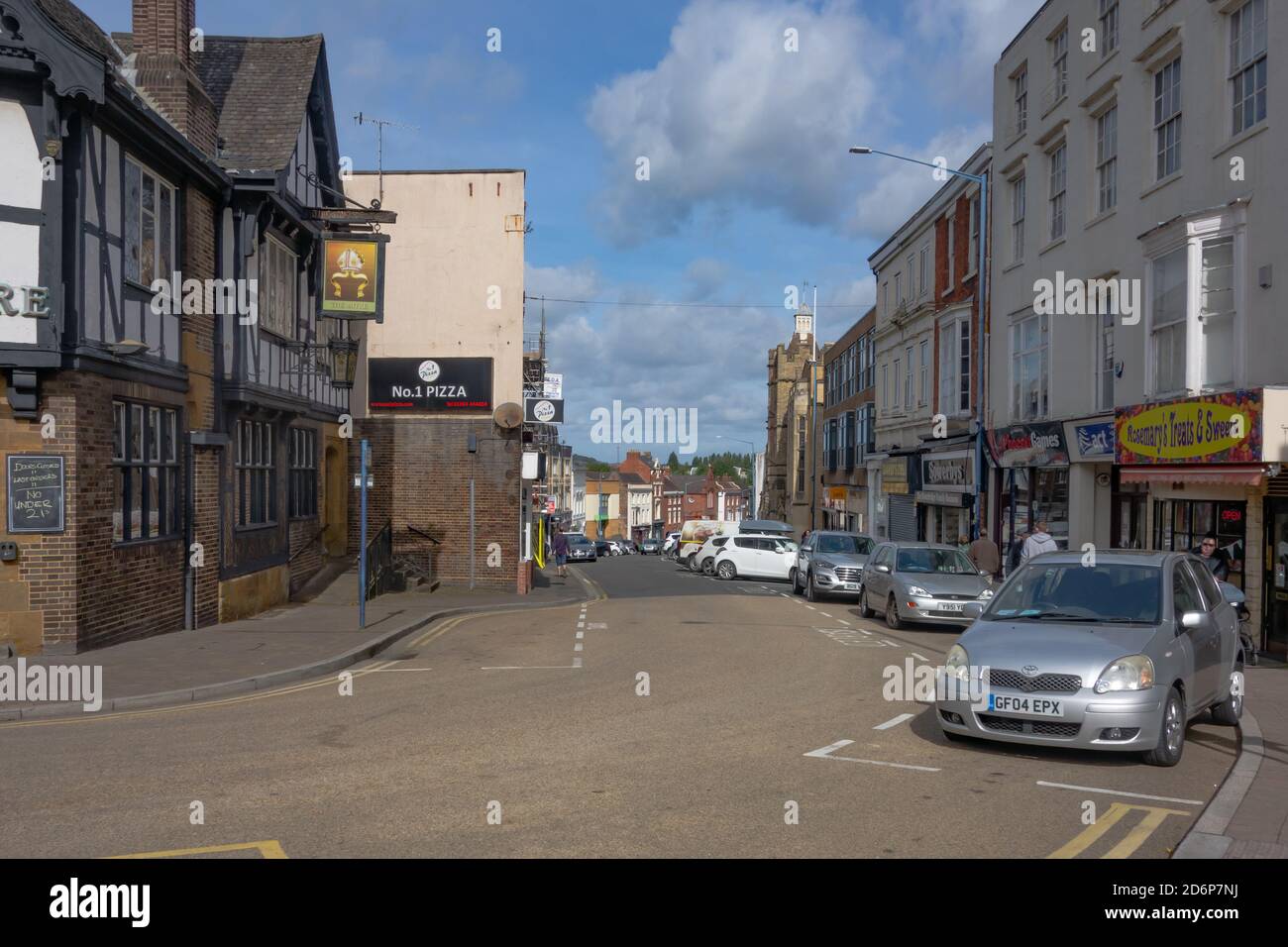 Looking down Lower High Street, Stourbridge. West Midlands. UK. September 2020empty street Stock Photo