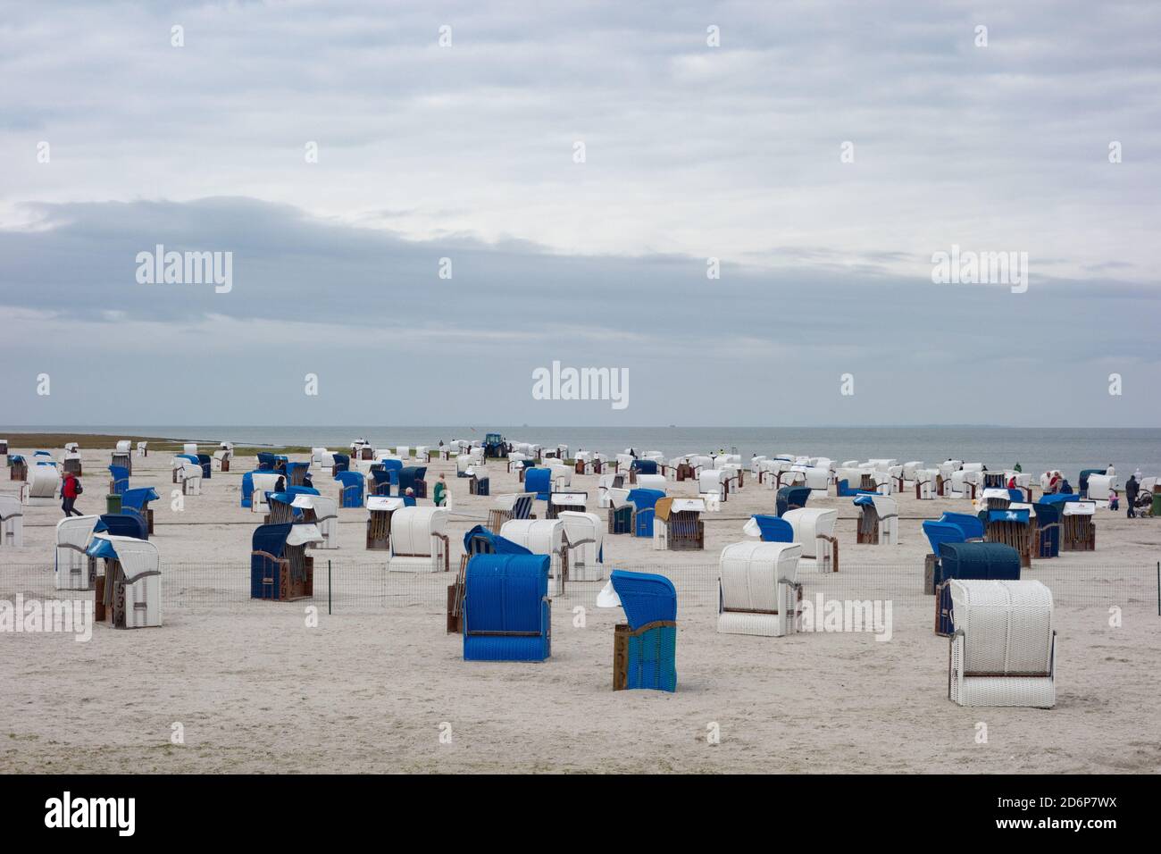 Strandkorb by the Wadden Sea. Neuharlingersiel. Lower Saxony. Germany. October 2020 Stock Photo