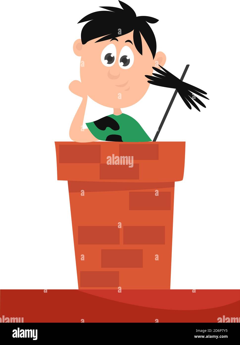 Chimney sweep, illustration, vector on white background. Stock Vector