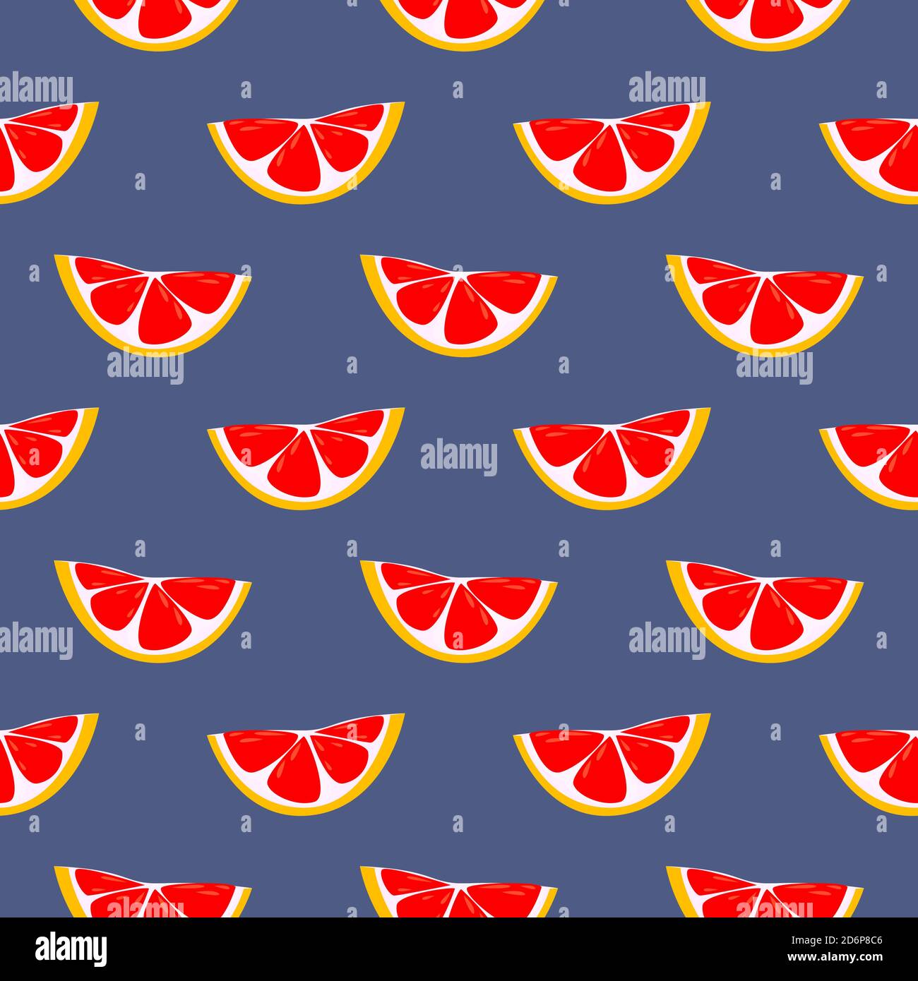 Citrus piecess,seamless pattern on dark violet background. Stock Vector