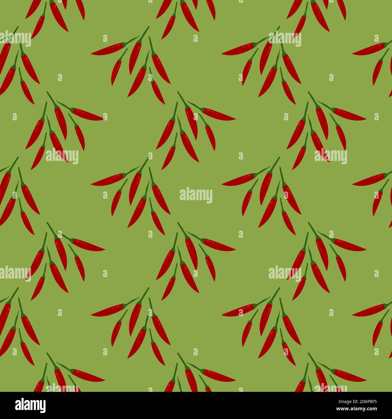 Chilli peppers,seamless pattern on olive green background Stock Vector ...