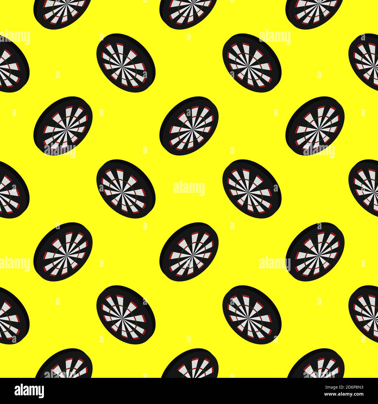 Dart board,seamless pattern on yellow background. Stock Vector