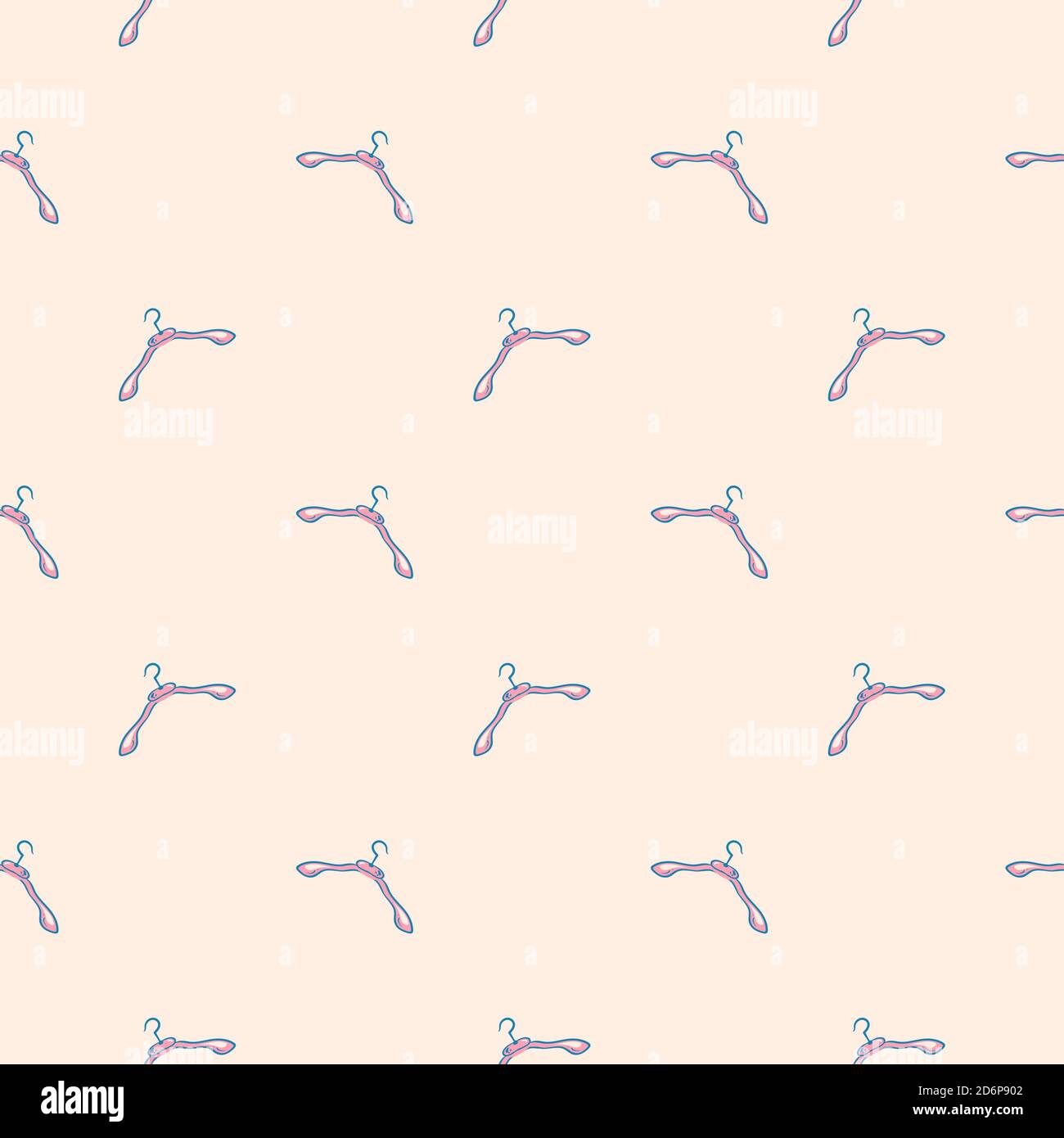Little hangers,seamless pattern on light pink background. Stock Vector