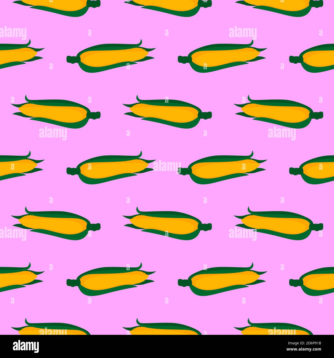 Yellow corn,seamless pattern on pink background. Stock Vector