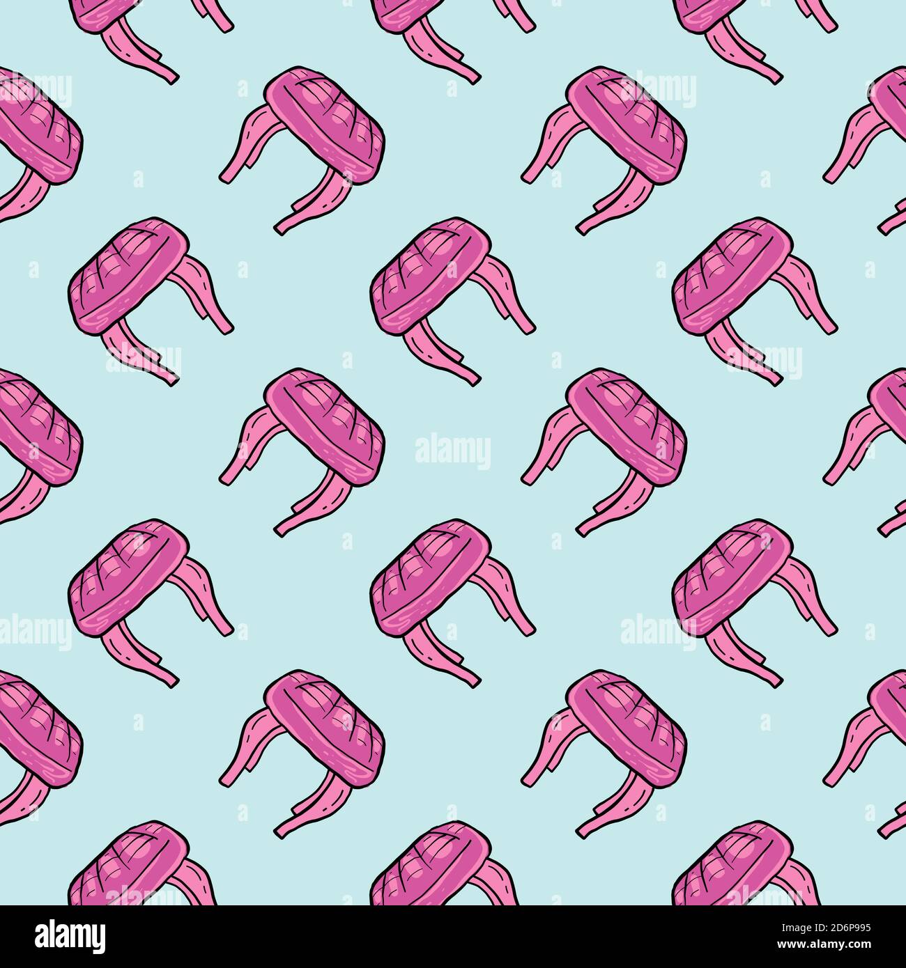 Fancy pink chairs,seamless pattern on blue background. Stock Vector