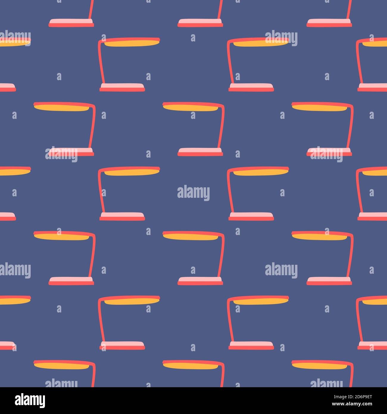 Desk lamp,seamless pattern on purple background. Stock Vector