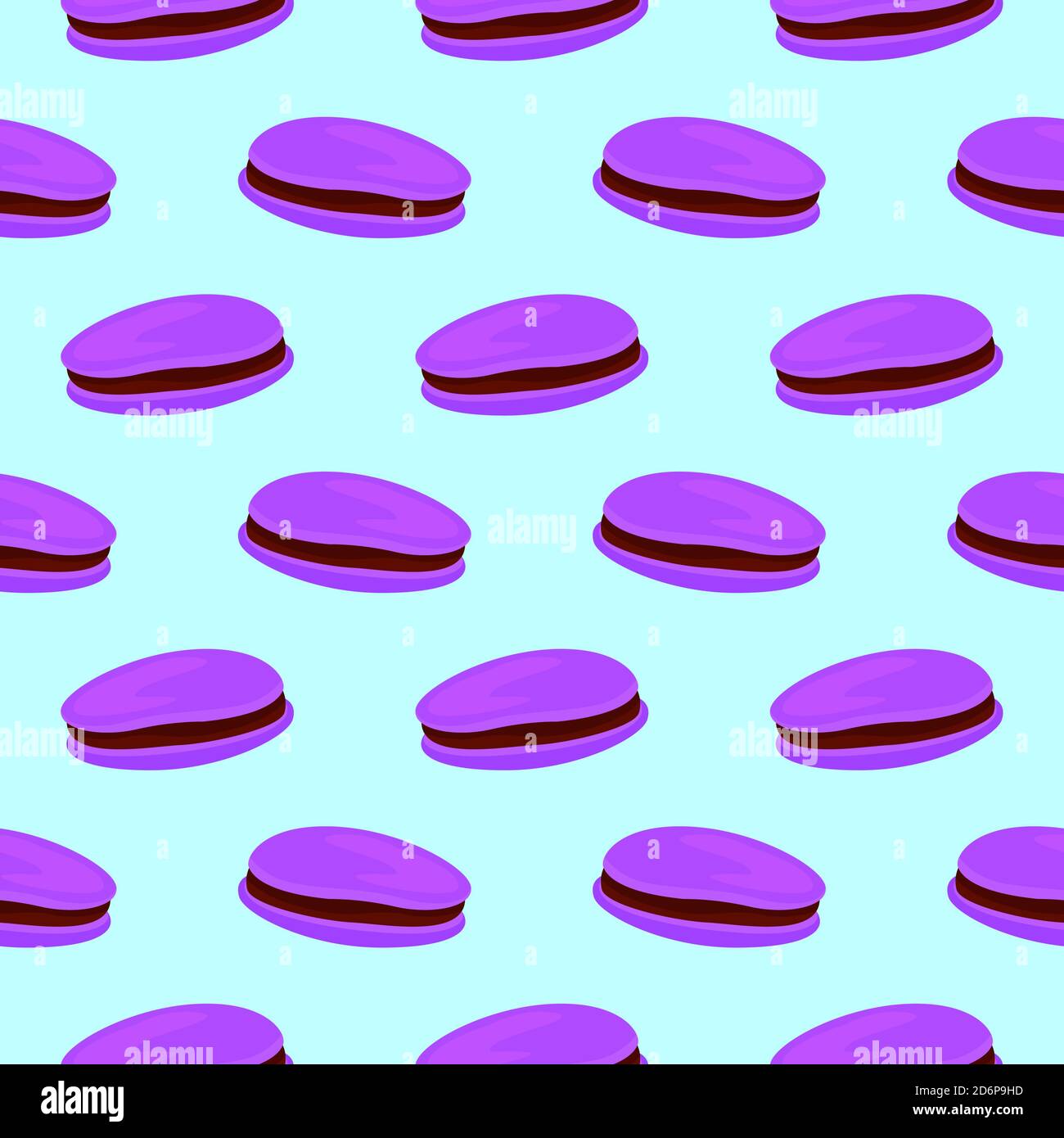 Purple dorayaki,seamless pattern on blue background. Stock Vector