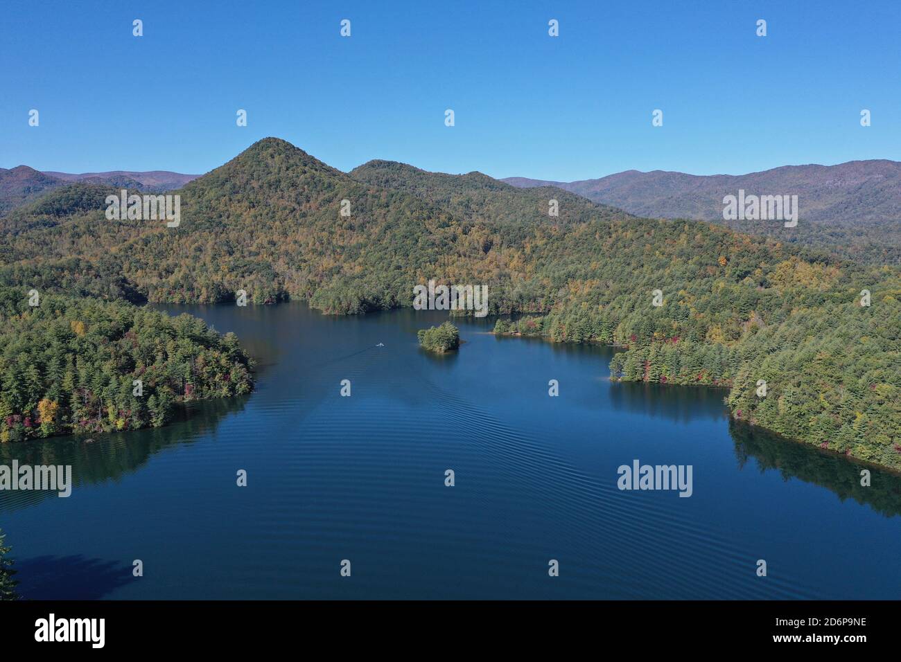 Aerial image of Funnel Top mountain and Lake Santeetlah, North Carolina