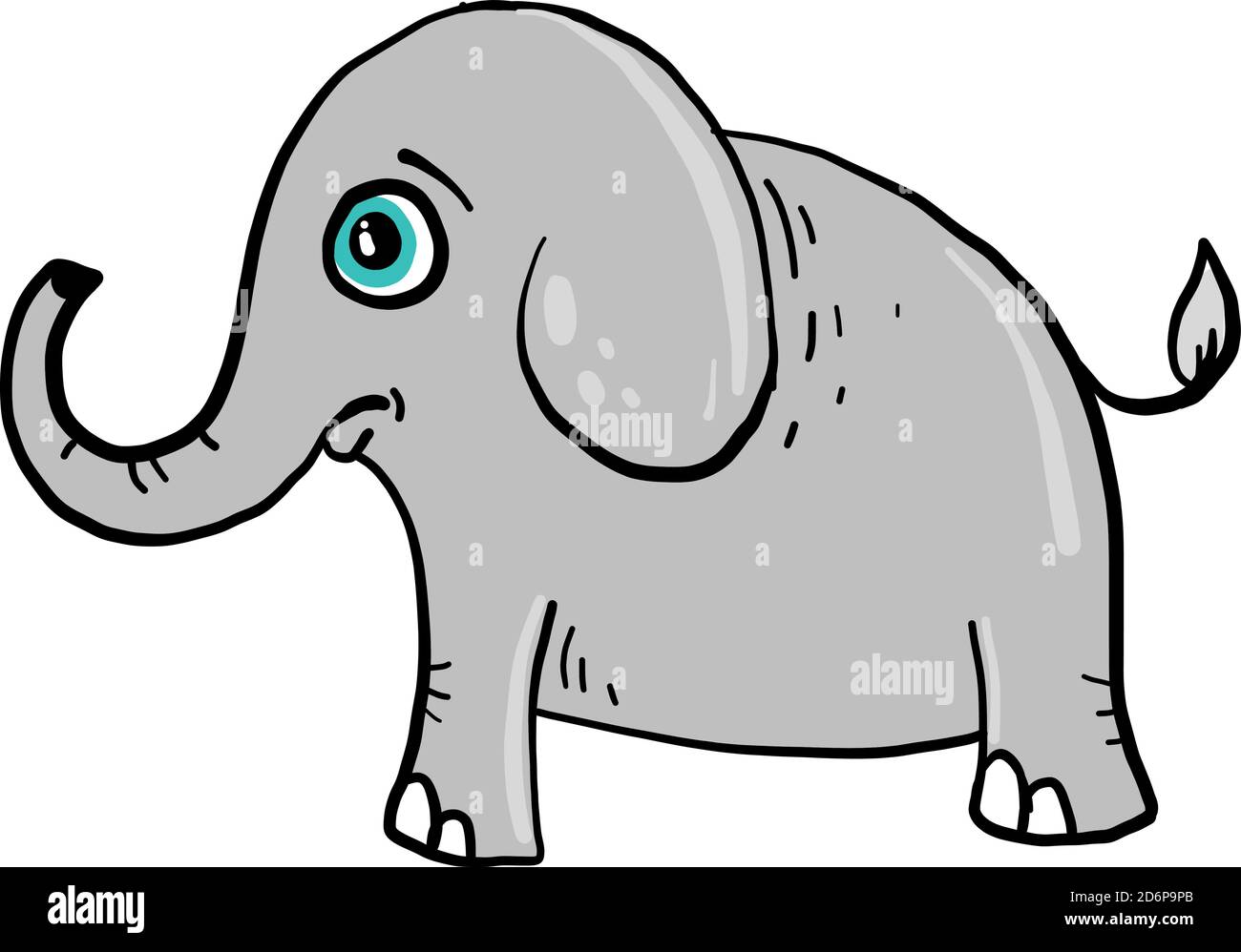 Sad elephant, illustration, vector on white background. Stock Vector