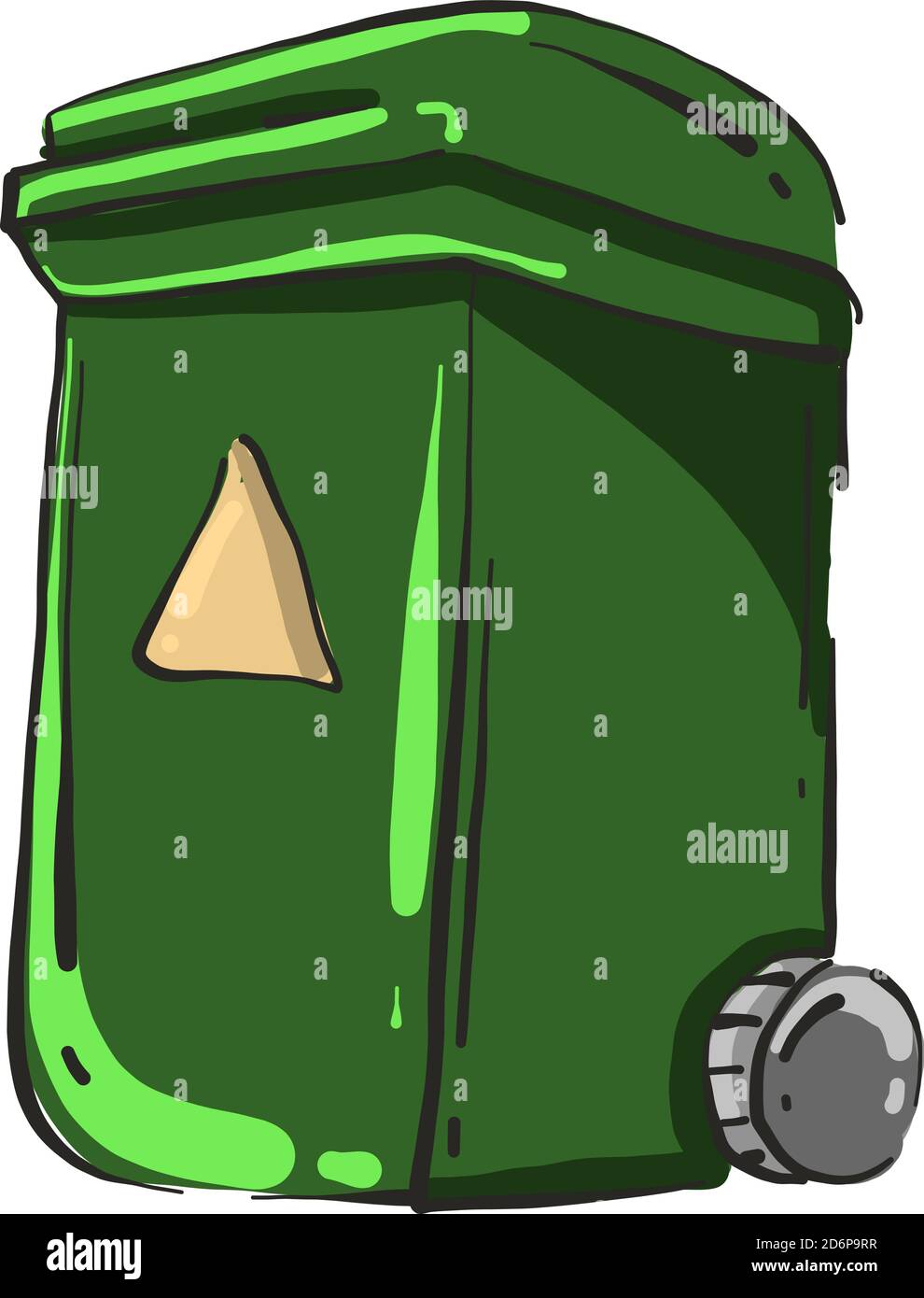 Green bin, illustration, vector on white background. Stock Vector