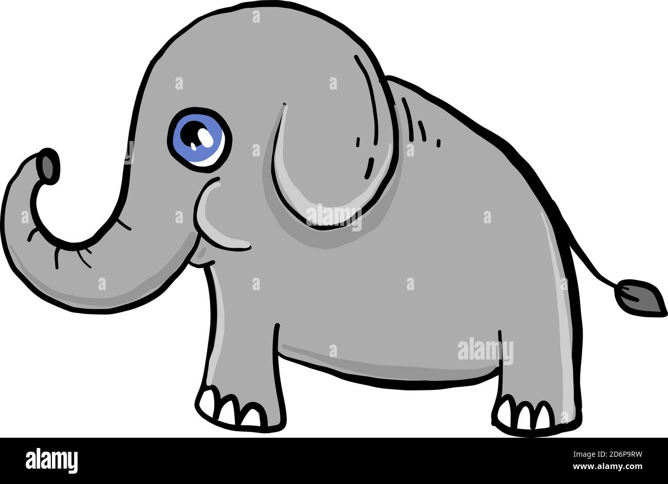 Elephant with blue eyes, illustration, vector on white background Stock