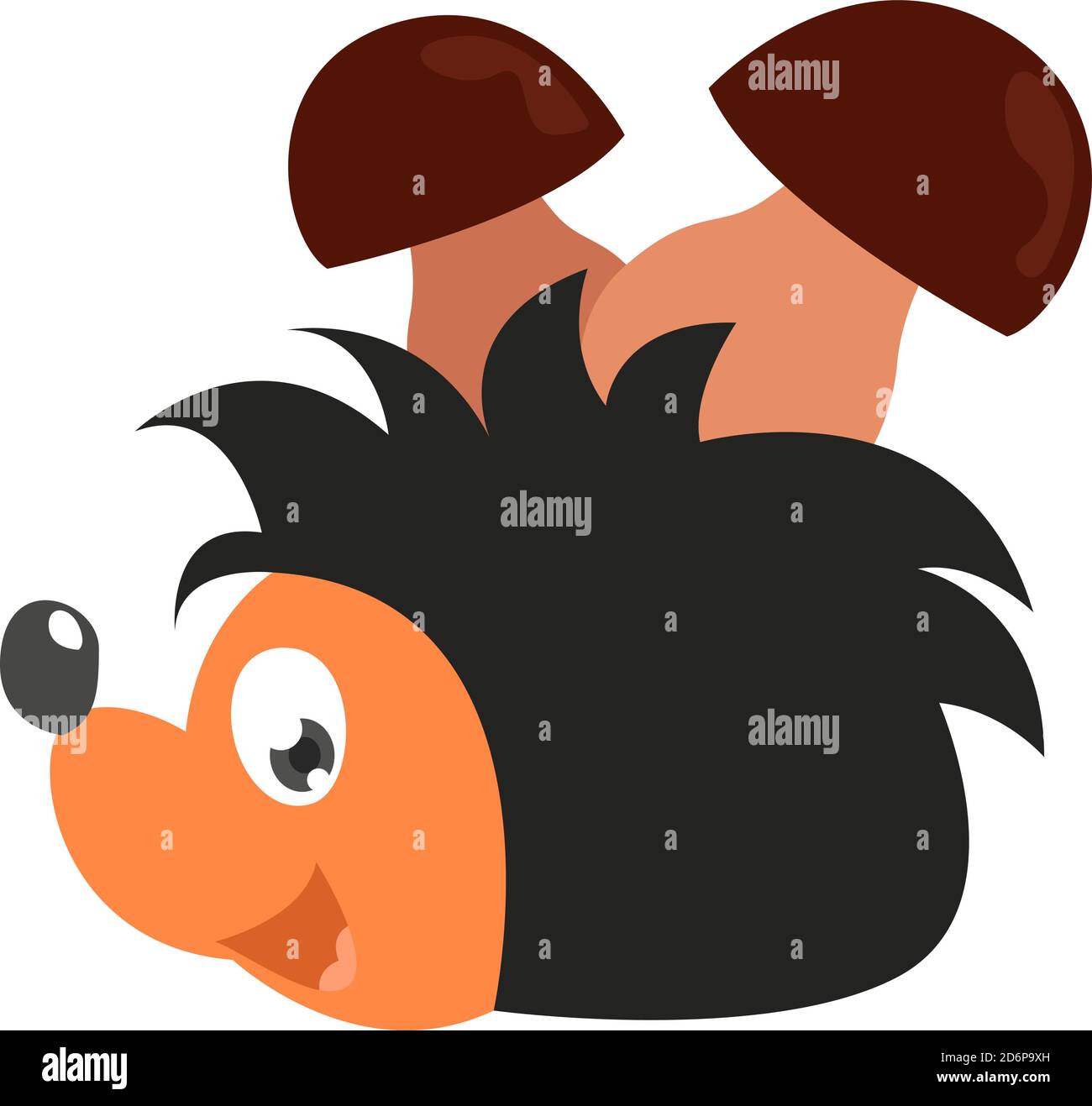 Hedgehog with mushrooms, illustration, vector on white background. Stock Vector