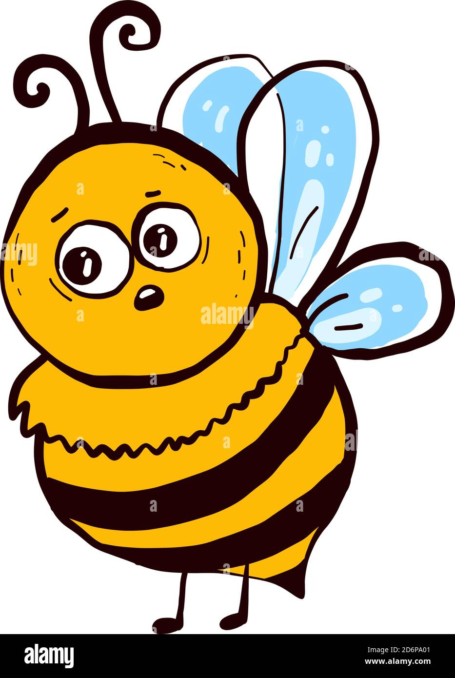 Sad bee, illustration, vector on white background Stock Vector Image