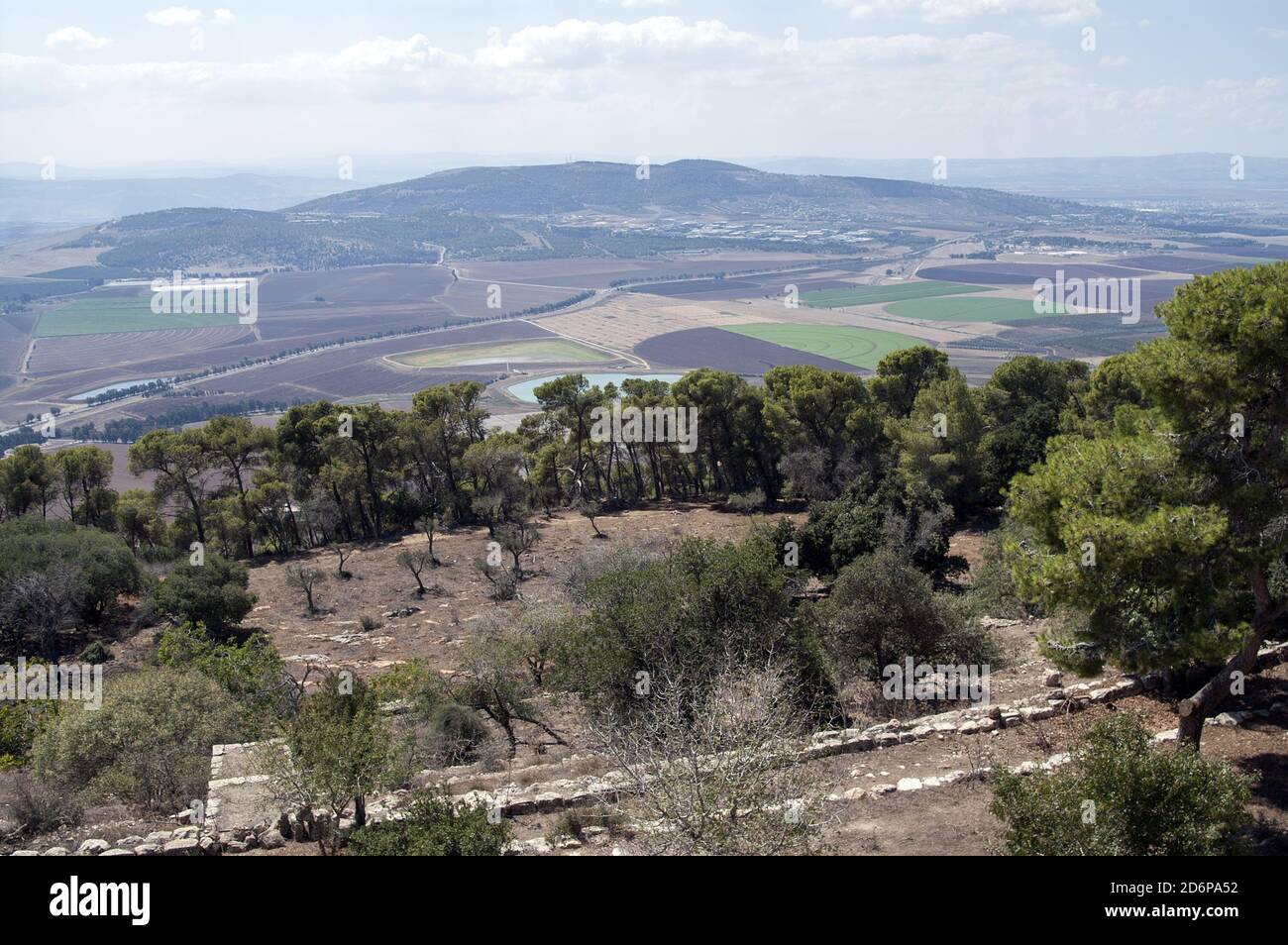 Góra Tabor, Mount Tabor הר תבור Har Tavor; Israel, Izrael, ישראל; View of the Lower Galilee farmland from Mount Tabor. A typical landscape of Galilee Stock Photo