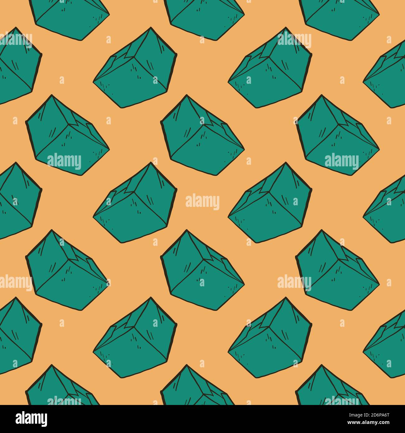 Small green boxes,seamless pattern on beige background. Stock Vector