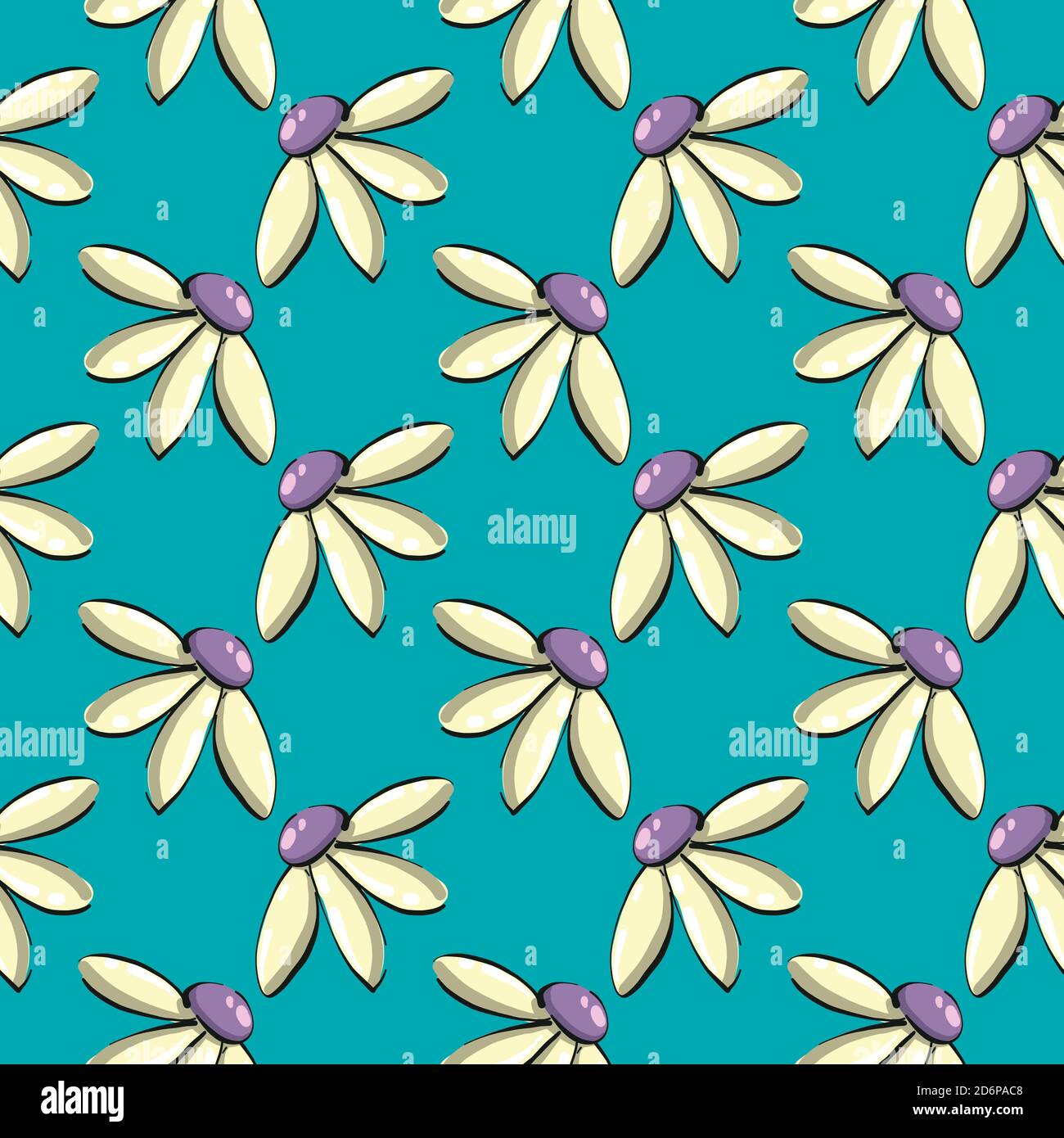White chamomile flower,seamless pattern on blue background Stock Vector ...