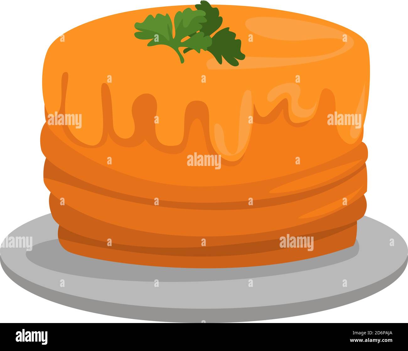 Orange cake, illustration, vector on white background Stock Vector