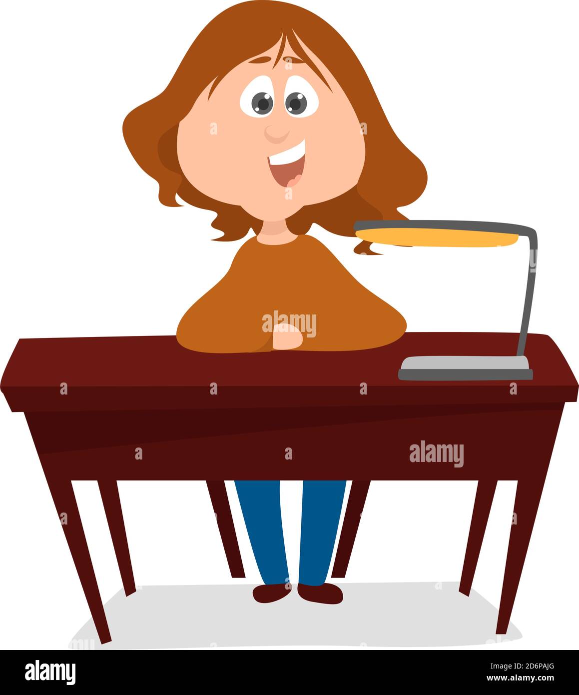 Wooden desk, illustration, vector on white background Stock Vector Image & Art Alamy
